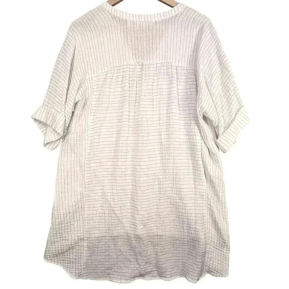 Soft Surroundings Off White Gray Striped Lagenlook Long Sleeve Tunic Medium‎ - Picture 2 of 5